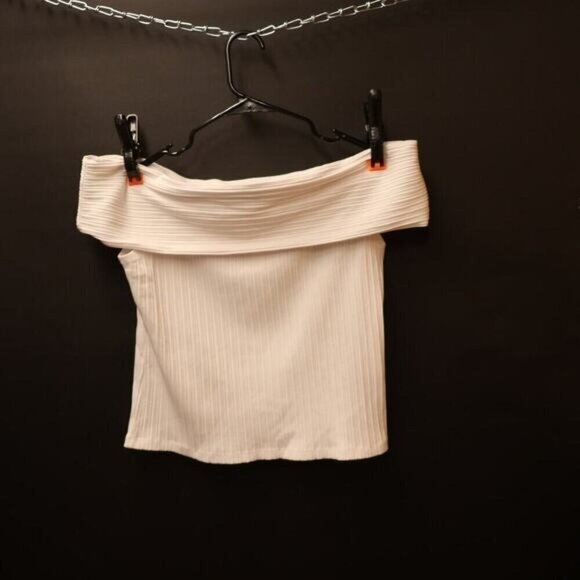 -Madewell NWT Womens Ribbed Off-the-Shoulder Top in Pristine White Size L - Picture 10 of 14